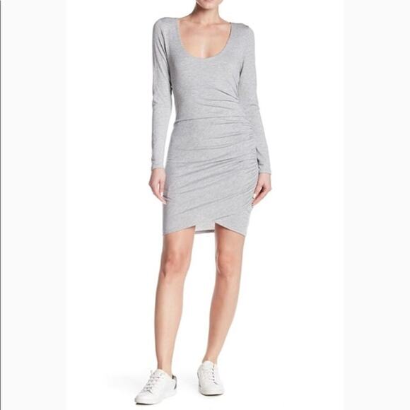 Free Press Ruched Side Long Sleeve dress heather grey size small - Picture 1 of 6